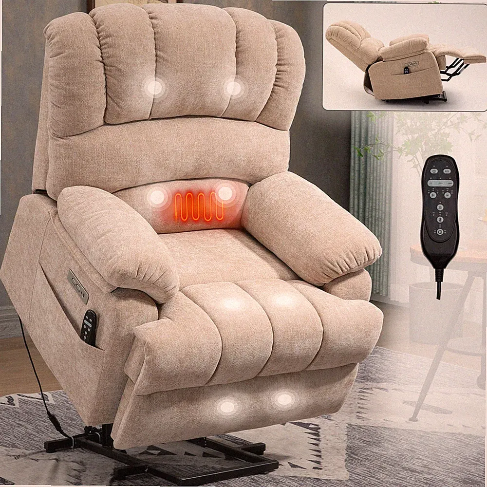 23" Seat Power Lift Recliner Chair w/ 8-Point Vibration Massage Lumbar Heating