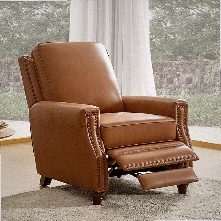 Camel Brown Genuine Leather Recliner Chair Arm Chairs Nursery Recliners Recling