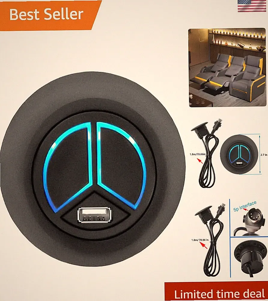 Elegant 2-Key Electric Recliner Switch with USB Charging - 5-Pin Compatibility