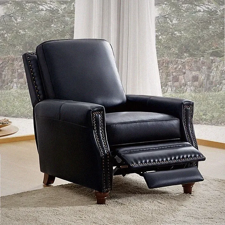 Navy Blue Genuine Leather Recliner Chair Arm Chairs Nursery Recliners Recling