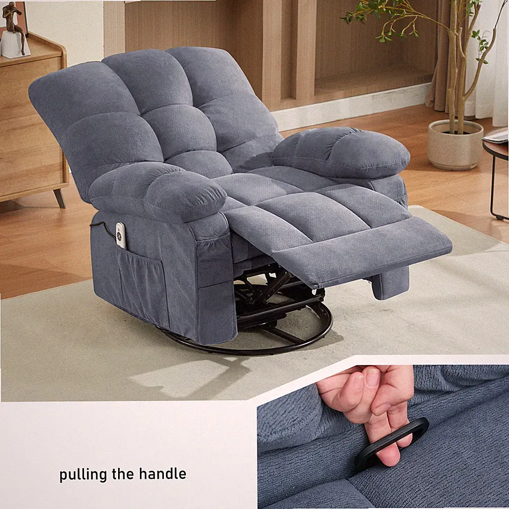 Oversized Massage Swivel Recliner Chair w/Vibration Massage & Lumbar Heating