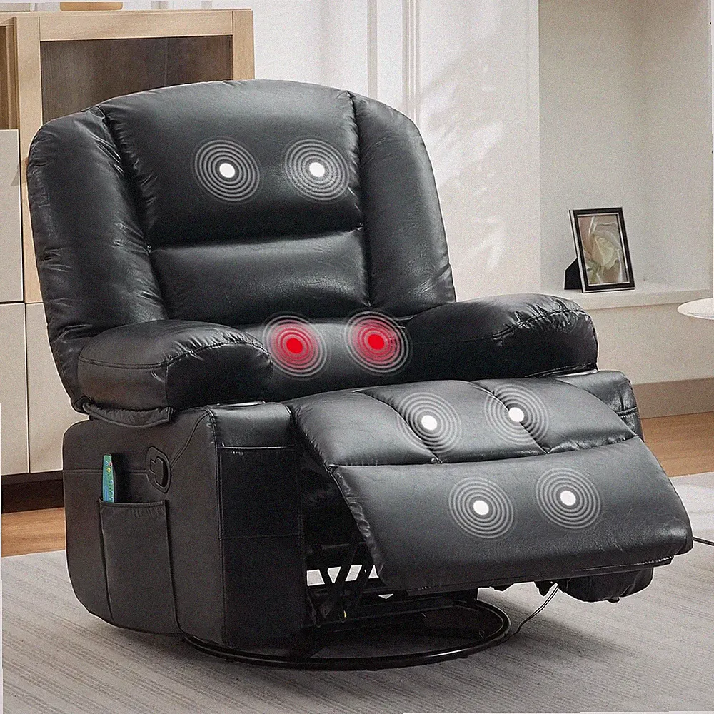Oversized Recliner Chair with Vibration Massage Heat 360° Swivel Rocker Chair